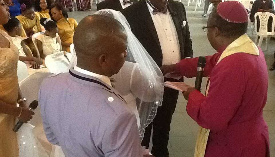 Bishop Bayo Yusuff officiating during Holy MATRIMONY Service at Uyo, Akwa Ibom.